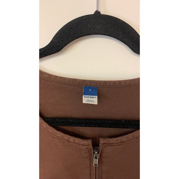 Vintage Old Navy Womens Jumpsuit Brown Straight Leg Minimalist Neutral Boho SZ L - Picture 3 of 10